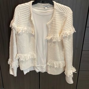 Kenzie white cardigan (shown with white t-shirt which is not included)